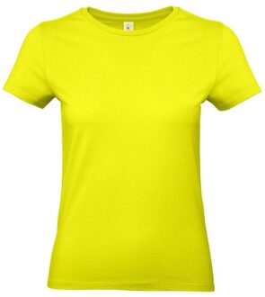 Bc Basic dames t-shirt neon geel met ronde hals - Fluor gele dameskleding casual shirts 2XL (44)