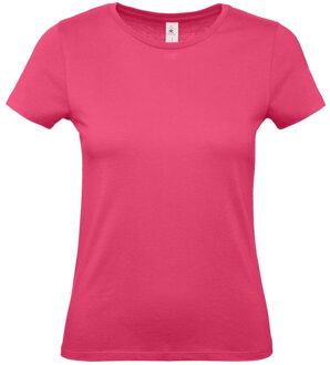 Bc Fuchsia roze basic t-shirts met ronde hals voor dames - katoen - 145 grams - shirts / kleding 2XL (44)