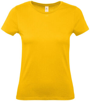 Bc Geel basic t-shirt met ronde hals voor dames - katoen - 145 grams - gele shirts / kleding 2XL (44)