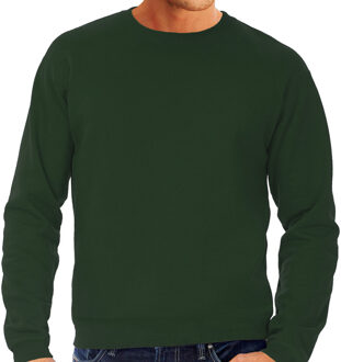 Bc Grote maten sweater / sweatshirt trui groen met ronde hals voor heren - groene / donkergroen - basic sweaters 3XL (58)