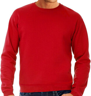 Bc Grote maten sweater / sweatshirt trui rood met ronde hals voor heren - rode - basic sweaters 3XL (58)