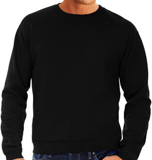 Bc Grote maten sweater / sweatshirt trui zwart met ronde hals voor heren - zwarte - basic sweaters 3XL (58)