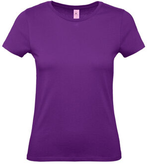 Bc Paars basic t-shirt met ronde hals voor dames - katoen - 145 grams - paarse shirts / kleding 2XL (34)