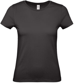 Bc Set van 2x stuks zwart basic t-shirts met ronde hals voor dames - katoen - 145 grams - zwarte shirts / kleding, maat: 2XL (44)