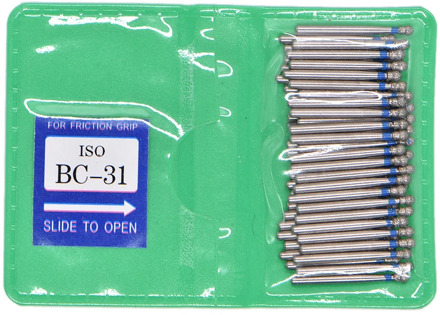 BC31 50 pcs 1.6mm Dental High Speed Burs High Speed Handpiece Turbine Diamond Burs Diamond Polishing Tooth Preparation