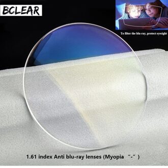 BCLEAR 1.61 brekingsindex anti blue ray lenzen enkele visie lens Bijziendheid blauw licht ogen bescherming computer telefoon bril