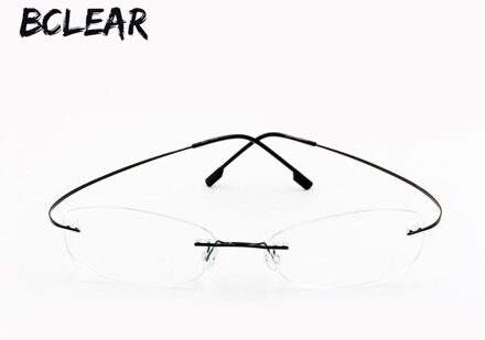 BCLEAR Mode Geheugen Titanium Legering Lenzenvloeistof Monturen Goedkope Randloze Brillen Vrouwen Cat Eye Bril Grijs