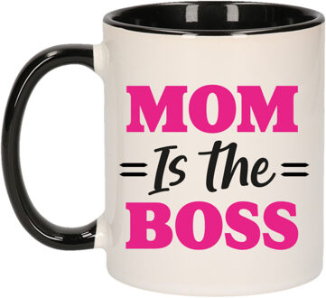 BD Cadeau koffie/thee mok mama - zwart - mam is de baas - Moederdag