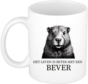 BD Cadeau mok voor de familie Bever - het leven is beter met - wit