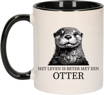 BD Cadeau mok voor de familie Otter - het leven is beter met - zwart