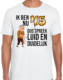 BD Cadeau T-shirt heren - leeftijd 45 jaar - wit - luid en duidelijk L