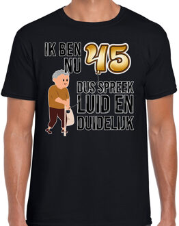 BD Cadeau T-shirt heren - leeftijd 45 jaar - zwart - luid en duidelijk 2XL