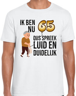 BD Cadeau T-shirt heren - leeftijd 65 jaar - wit - luid en duidelijk XL