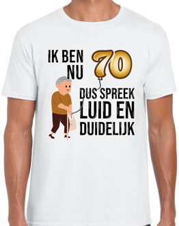 BD Cadeau T-shirt heren - leeftijd 70 jaar - wit - luid en duidelijk M