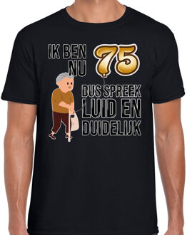 BD Cadeau T-shirt heren - leeftijd 75 jaar - zwart - luid en duidelijk XL