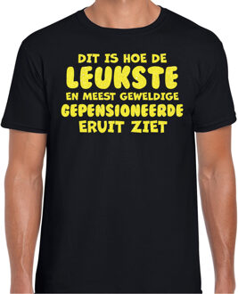 BD Cadeau T-shirt heren - leukste gepensioneerde man - glitter geel 2XL