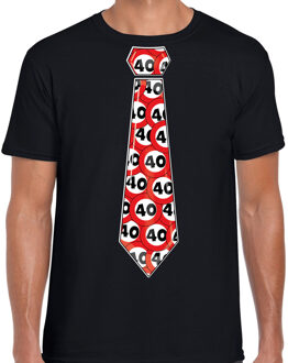 BD Cadeau T-shirt voor heren - 40 jaar - zwart - stopbord leeftijden S