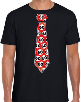 BD Cadeau T-shirt voor heren - 60 jaar - zwart - stopbord leeftijden 2XL