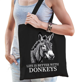 BD Cadeau tas voor boerderijdierenliefhebber - ezels - katoen