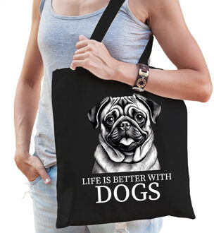 BD Cadeau tas voor hondenliefhebbers - zwart - Mopshond hond