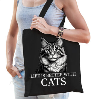 BD Cadeau tas voor kattenliefhebbers - zwart - Maine Coon kat