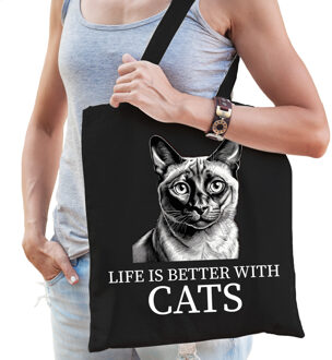 BD Cadeau tas voor kattenliefhebbers - zwart - Siamees kat