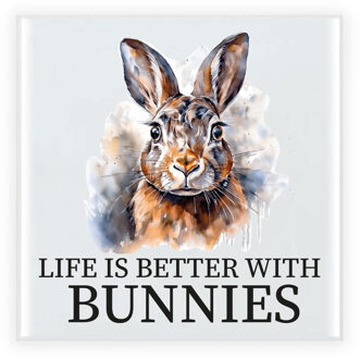 BD Cadeau tegel boerderijdieren liefhebber - konijn - waterverf - 15cm