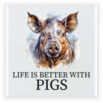 BD Cadeau tegel boerderijdieren liefhebber - varkens - 15cm