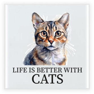 BD Cadeau tegel kattenliefhebber - Bengaal kat/poes - 15 cm