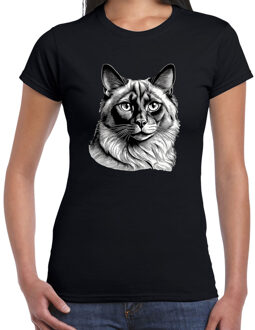 BD Cadeau/verkleed T-shirt dames - zwart - Balinees kat XS