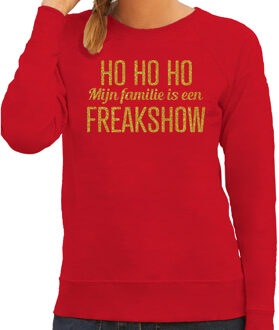 BD Foute kersttrui dames - Hohoho freak show - rood - glitter goud S