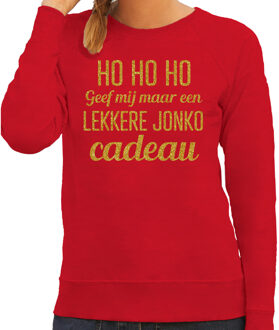 BD Foute kersttrui dames - Hohoho jonko cadeau - rood - glitter goud XS