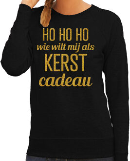 BD Foute kersttrui dames - Hohoho kerst cadeau - zwart - glitter goud S