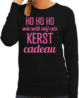 BD Foute kersttrui dames - HoHoHo kerst cadeau - zwart - glitter roze L