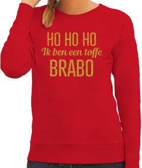 BD Foute kersttrui dames - Hohoho toffe Brabo - rood - glitter goud XS