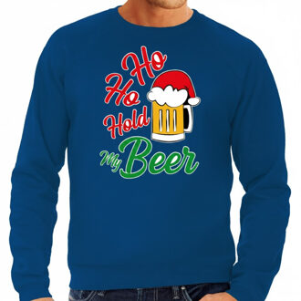 BD Foute Kersttrui - Ho ho hold my beer - blauw - heren - Kerstkleding XL
