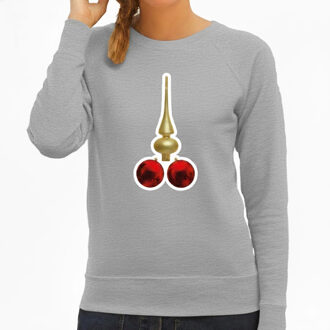 BD Foute Kersttrui / sweater voor dames - kerstballen - PIEK - grijs S