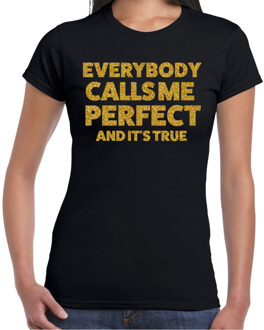 BD Foute party t-shirt dames - I am perfect - zwart - glitter goud XS