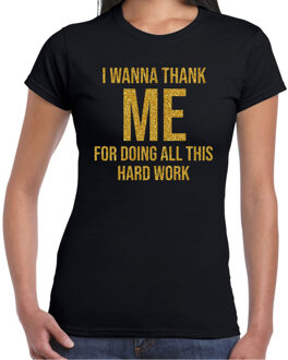 BD Foute party T-shirt dames - zwart - glitter goud - I wanna thank me L