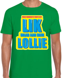 BD Foute party T-shirt heren - groen - Lik aan mijn lollie - carnaval 2XL