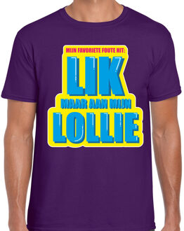 BD Foute party T-shirt heren - paars - Lik aan mijn lollie - carnaval M