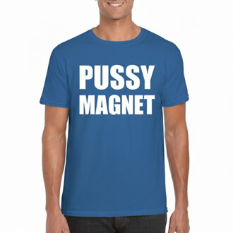 BD Foute party T-shirt heren - Pussy magnet - blauw - feestkleding 2XL