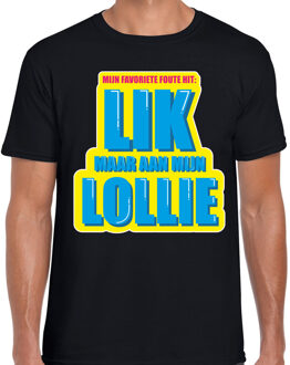 BD Foute party T-shirt heren - zwart - Lik aan mijn lollie - carnaval S