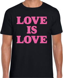 BD Gay Pride T-shirt heren - love is love - glitter roze - LHBTI XL