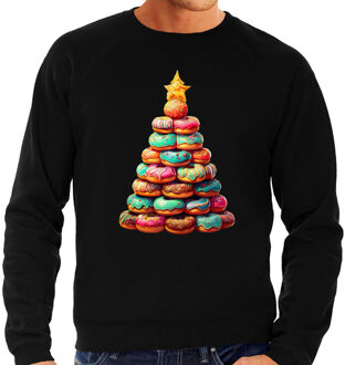 BD Kerst trui heren - kerstboom van donuts - zwart - Kerstmis M