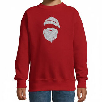 BD Kerstsweater - kinderen - rood - zilveren Santa - glitter 3-4 jaar (98/104)
