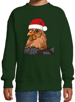 BD Kersttrui / sweater boerderijdieren - kinderen - Kip - groen 5-6 jaar (110/116)