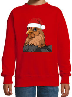 BD Kersttrui / sweater boerderijdieren - kinderen - Kip - rood 12-13 jaar (152/164)