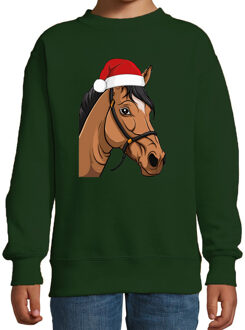 BD Kersttrui / sweater boerderijdieren - kinderen - Paard - groen 5-6 jaar (110/116)