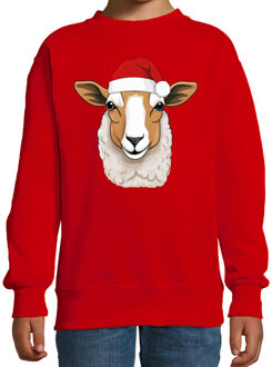 BD Kersttrui / sweater boerderijdieren - kinderen - Schaap - rood 3-4 jaar (98/104)